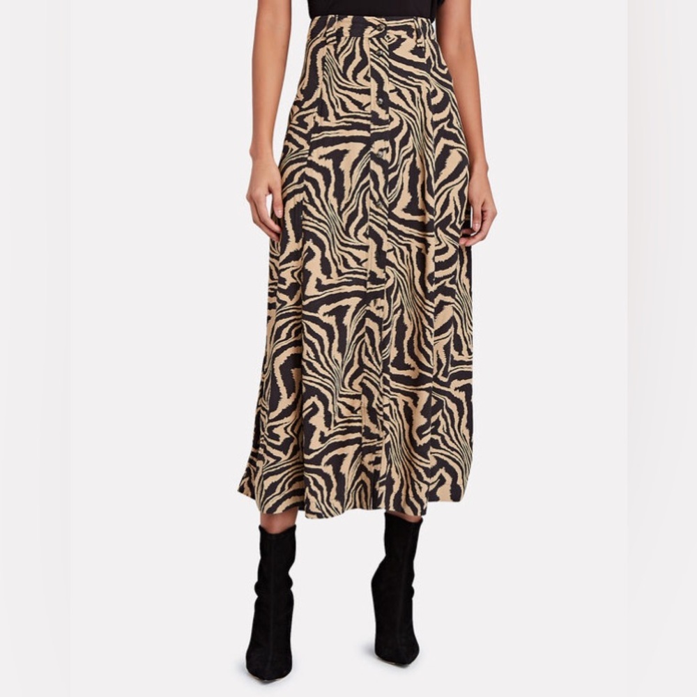 GANNI Tiger Crepe Midi Skirt size 38